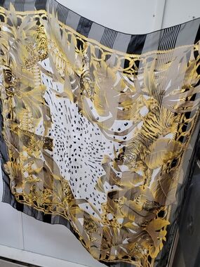 Gold and Black Tropical Animal Print Scarf